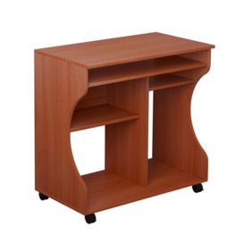 Computer Desk PC Laptop Writing Table Storage Shelf Workstation Wood Cart Wheels - thumbnail 1