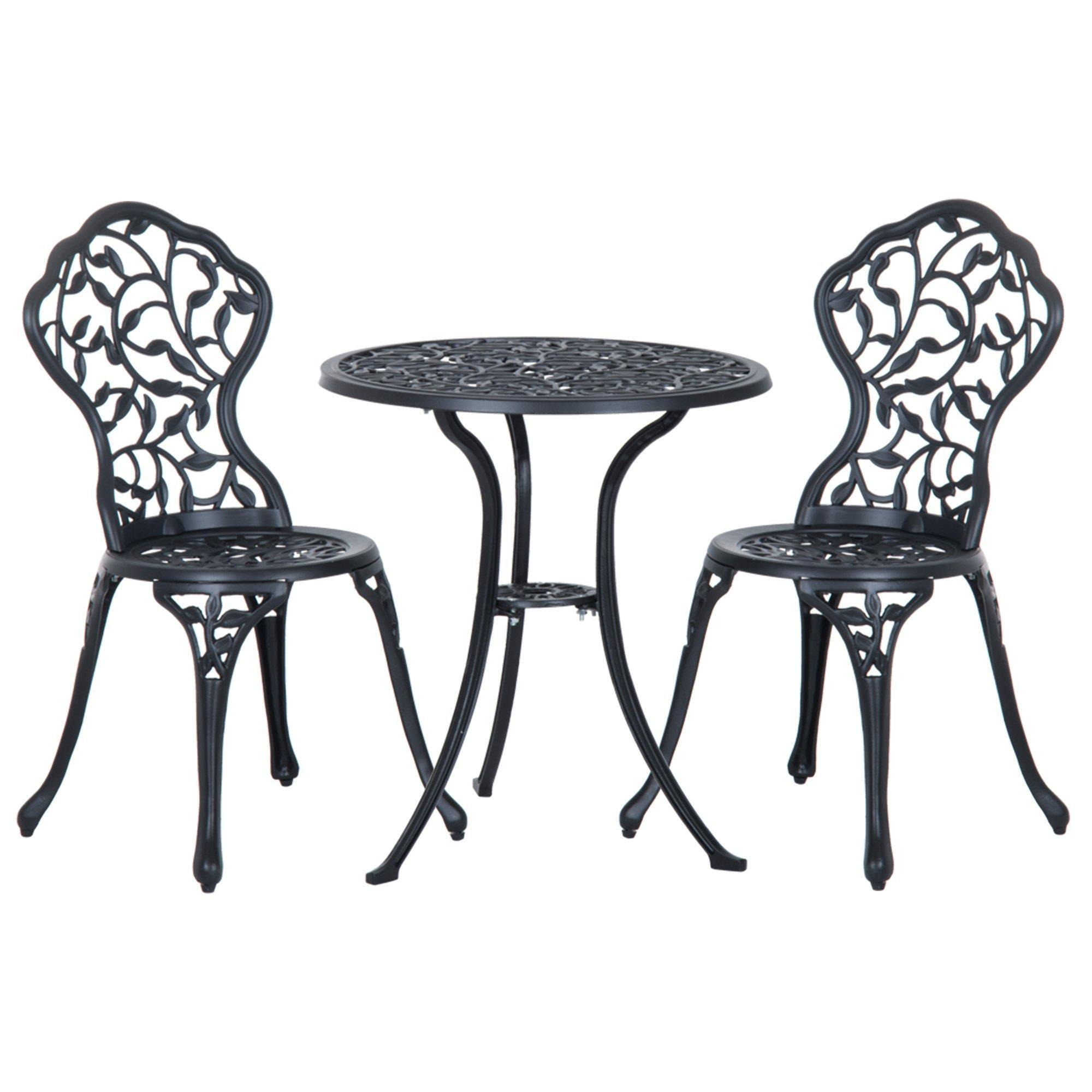 Aluminium Bistro Set Garden Coffee Table Chair Outdoor Dining Set - image 1