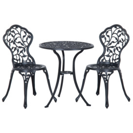 Aluminium Bistro Set Garden Coffee Table Chair Outdoor Dining Set - thumbnail 1