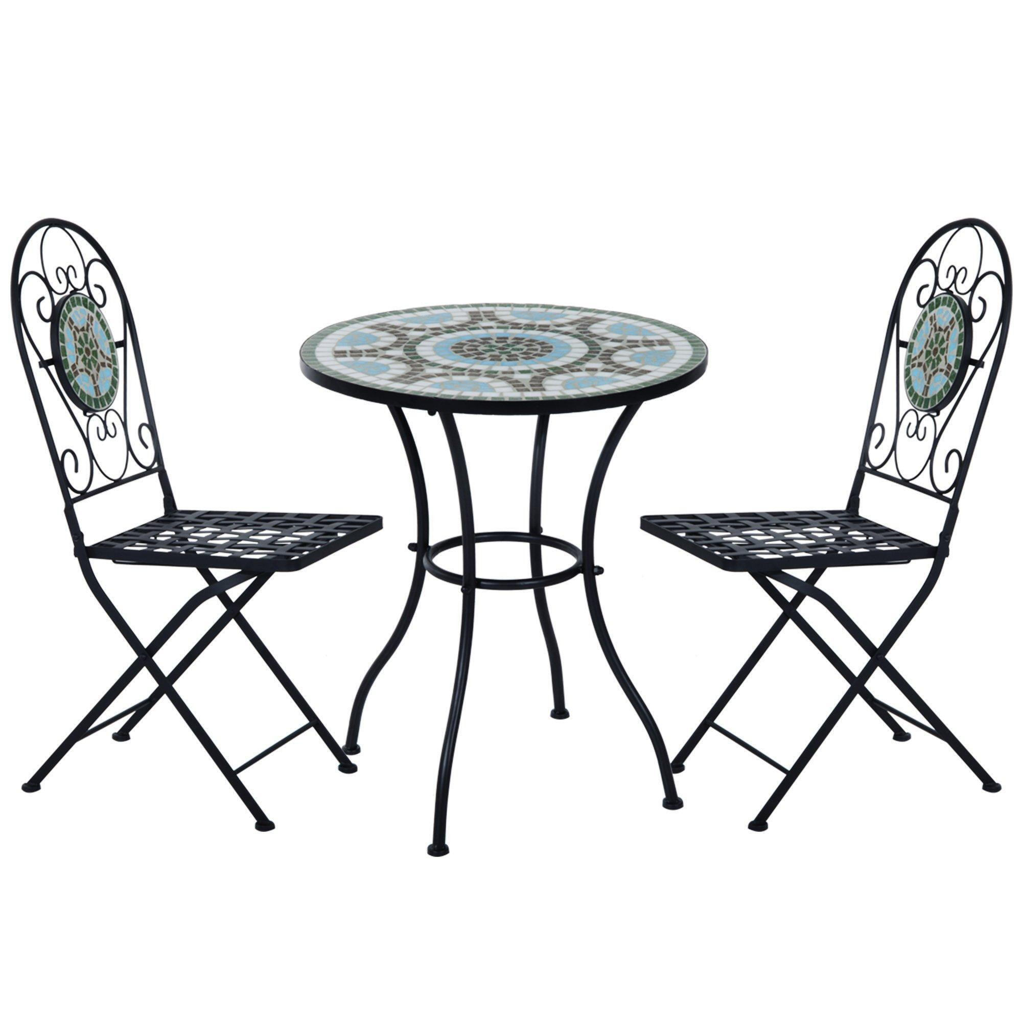 Outdoor 3pc Bistro Set Dining Folding Chairs Patio Furniture - image 1
