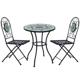 Outdoor 3pc Bistro Set Dining Folding Chairs Patio Furniture - thumbnail 1