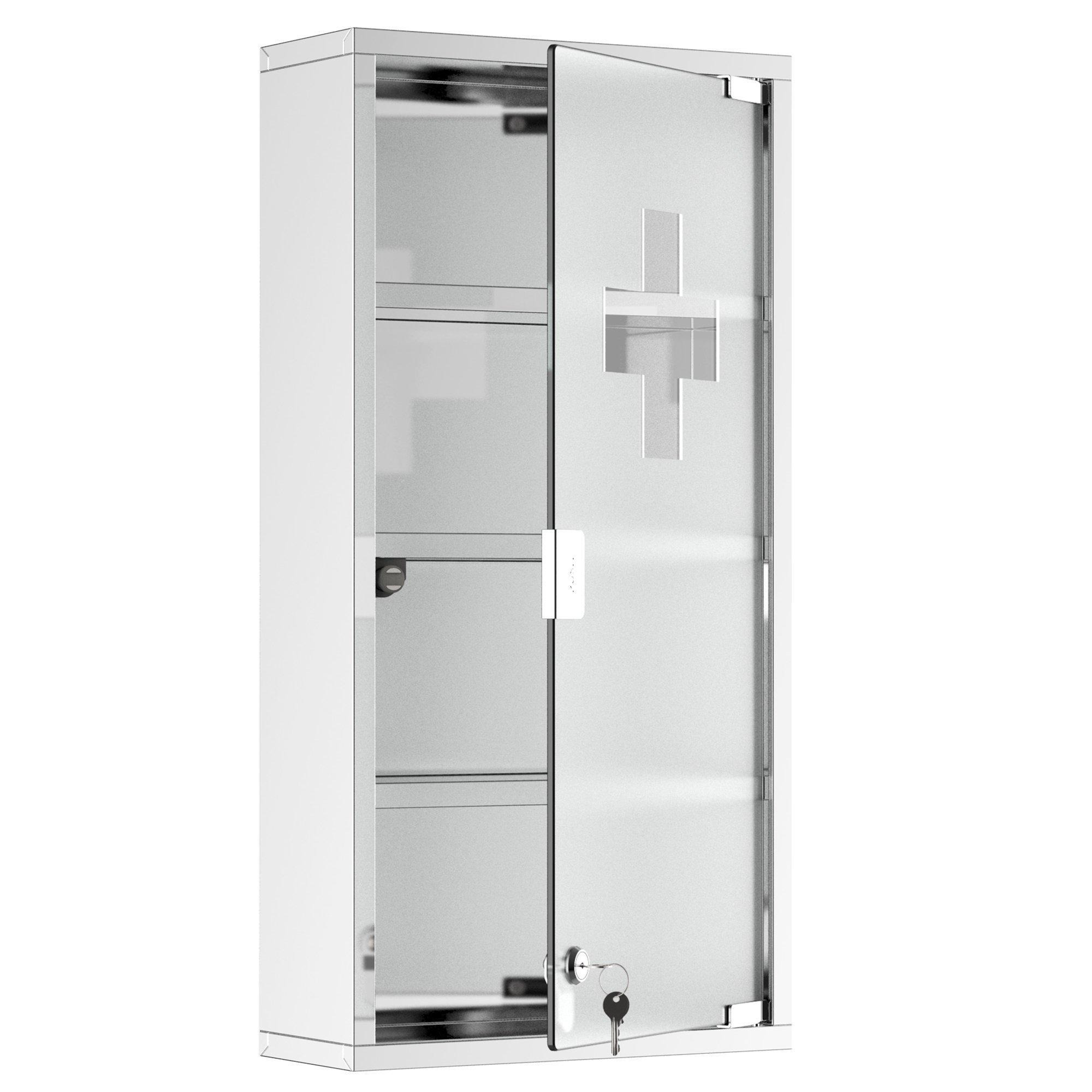 Stainless Steel Medicine Cabinet Furniture Glass Door Lockable - image 1
