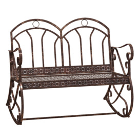 Rocking Chair Swing Bench Loveseat Metal Bronze Garden Outdoor - thumbnail 1