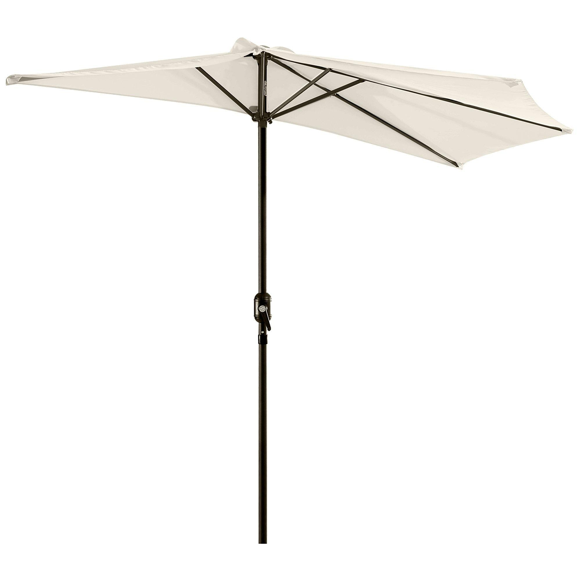 2.3m Half Round Parasol Umbrella Balcony Metal Frame Outdoor w/ Crank NO BASE - image 1