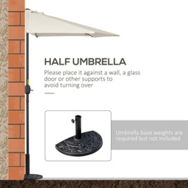 2.3m Half Round Parasol Umbrella Balcony Metal Frame Outdoor w/ Crank NO BASE - thumbnail 3
