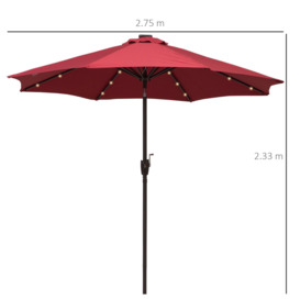 Garden Parasol Outdoor Tilt Sun Umbrella LED Light Hand Crank - thumbnail 3
