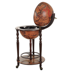 Globe Shaped Retro Style Bar Cabinet Wine Alcohol Storage Trolley