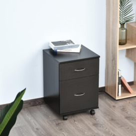 Mobile File Cabinet Wooden Side Table with 2 Drawers Pedestal Office - thumbnail 3