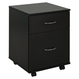 Mobile File Cabinet Wooden Side Table with 2 Drawers Pedestal Office - thumbnail 1