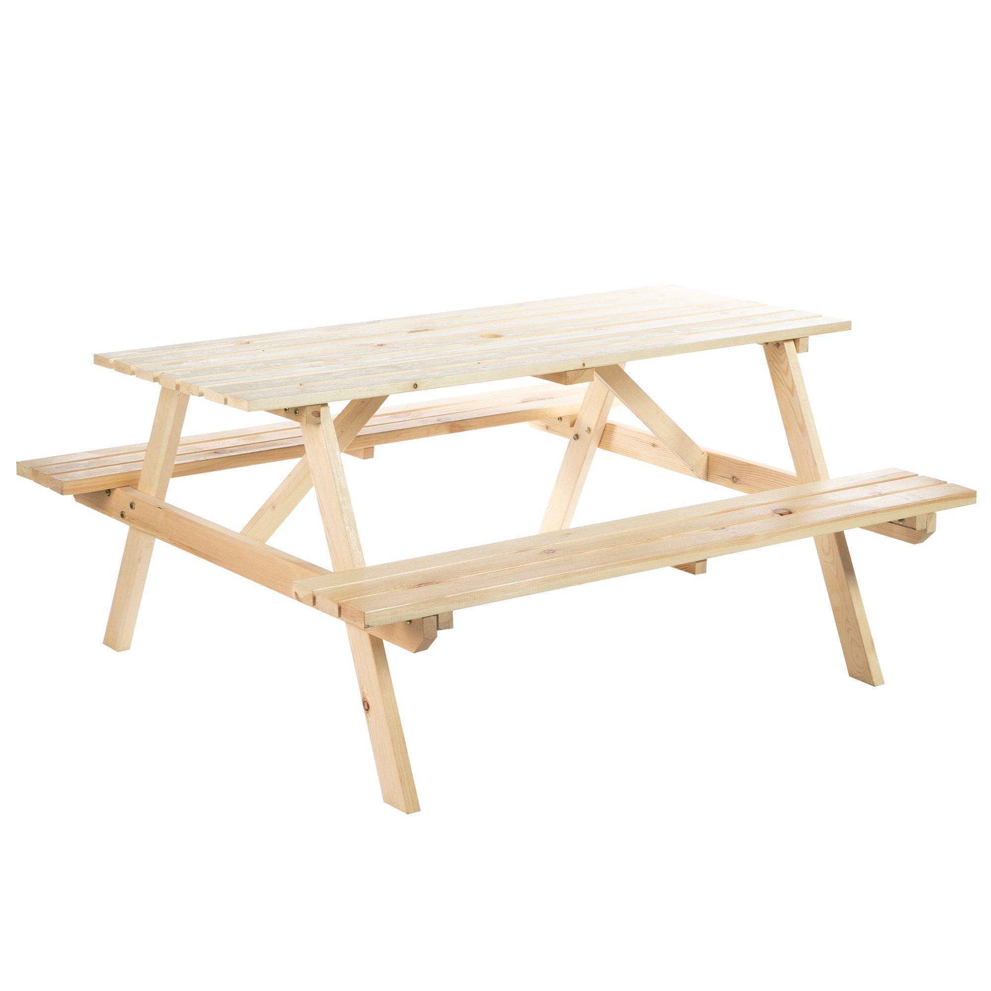 5.8FT Outdoor Wooden Picnic Table Bench Garden Patio Chair 4 Seats - image 1