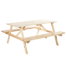 5.8FT Outdoor Wooden Picnic Table Bench Garden Patio Chair 4 Seats - thumbnail 1
