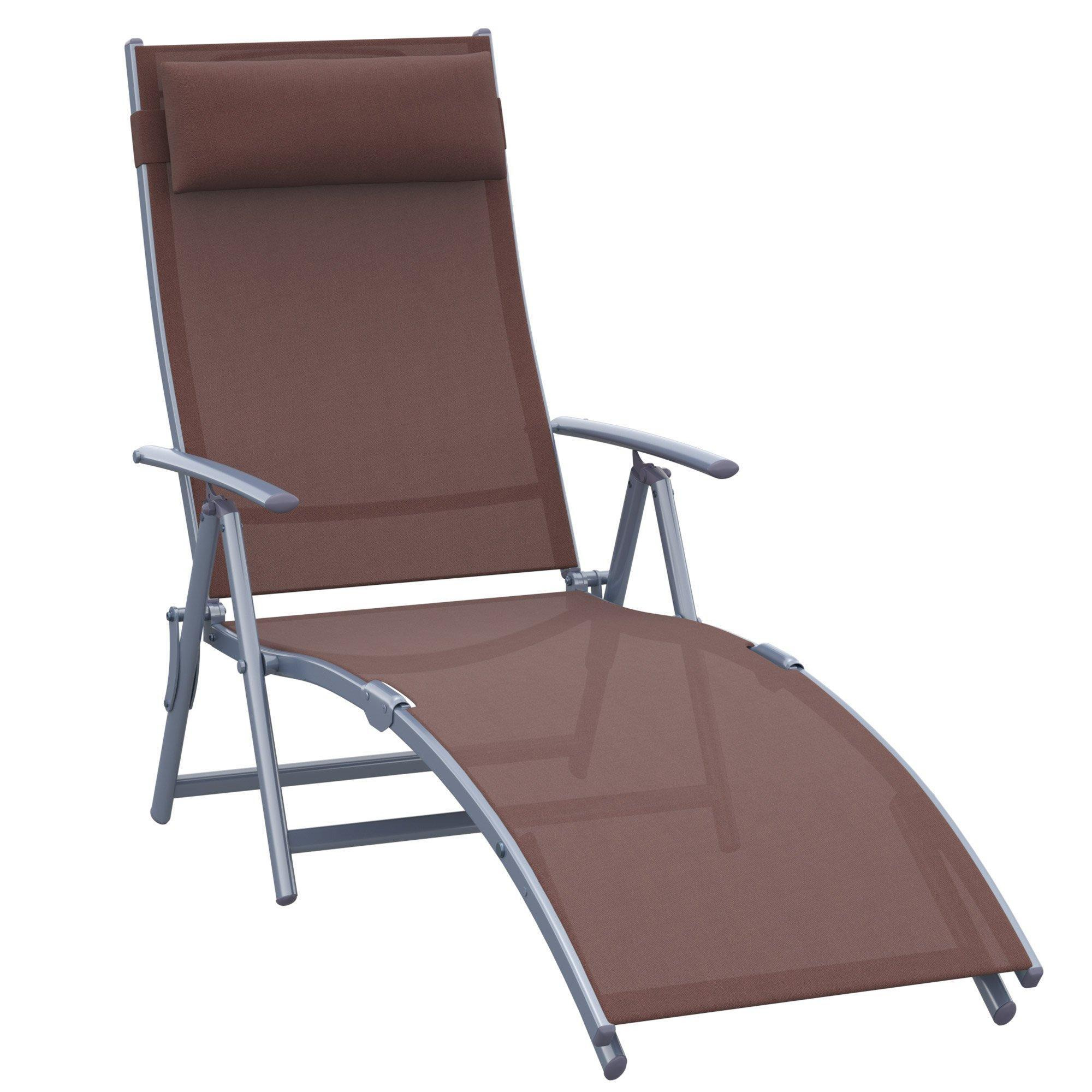 Sun Lounger Recliner with Pillow Foldable 7 Levels Textilene - image 1