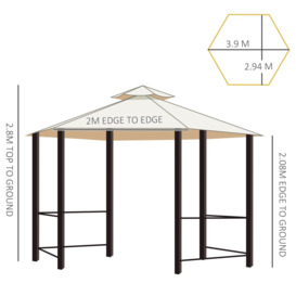 3 x 3Metre Gazebo Canopy 2 Tier Patio Shelter Steel for Garden - thumbnail 3