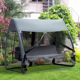 Garden Swing Chair Patio Hammock 3 Seater Bench Canopy Lounger - thumbnail 3
