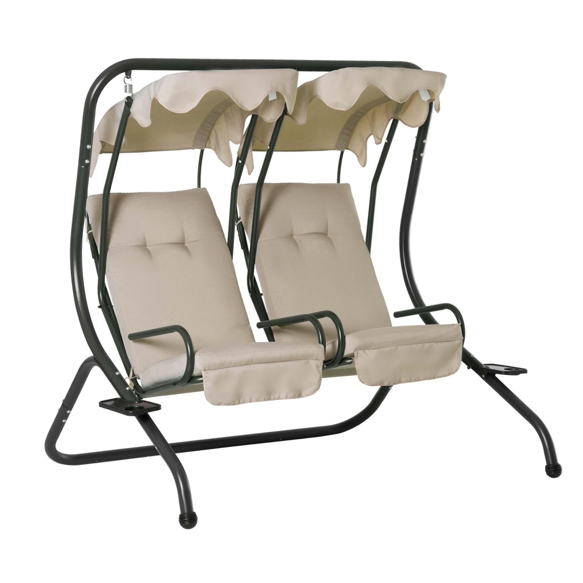 2 Seater Garden Metal Swing Seat Patio Swinging Chair Hammock Canopy - image 1