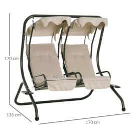 2 Seater Garden Metal Swing Seat Patio Swinging Chair Hammock Canopy - thumbnail 3
