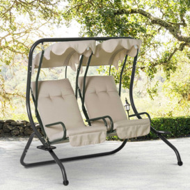 2 Seater Garden Metal Swing Seat Patio Swinging Chair Hammock Canopy - thumbnail 2