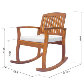 Rocking Chair Porch Slat Cushion Acacia Hardwood Deck Indoor Outdoor - thumbnail 3