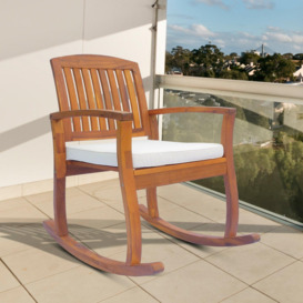 Rocking Chair Porch Slat Cushion Acacia Hardwood Deck Indoor Outdoor - thumbnail 2