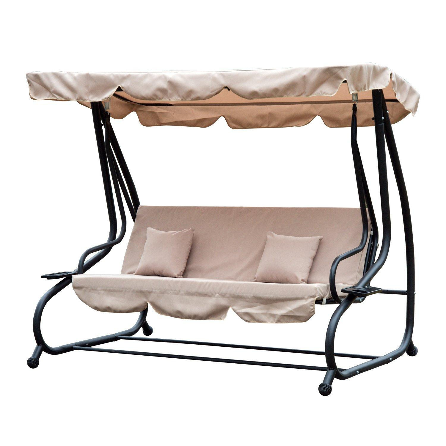 2-in-1 Garden Swing Chair for 3 Person with Adjustable Canopy - image 1