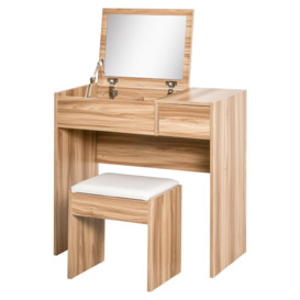 Dressing Table Set with Flip up Mirror Padded Stool Dresser - thumbnail 1