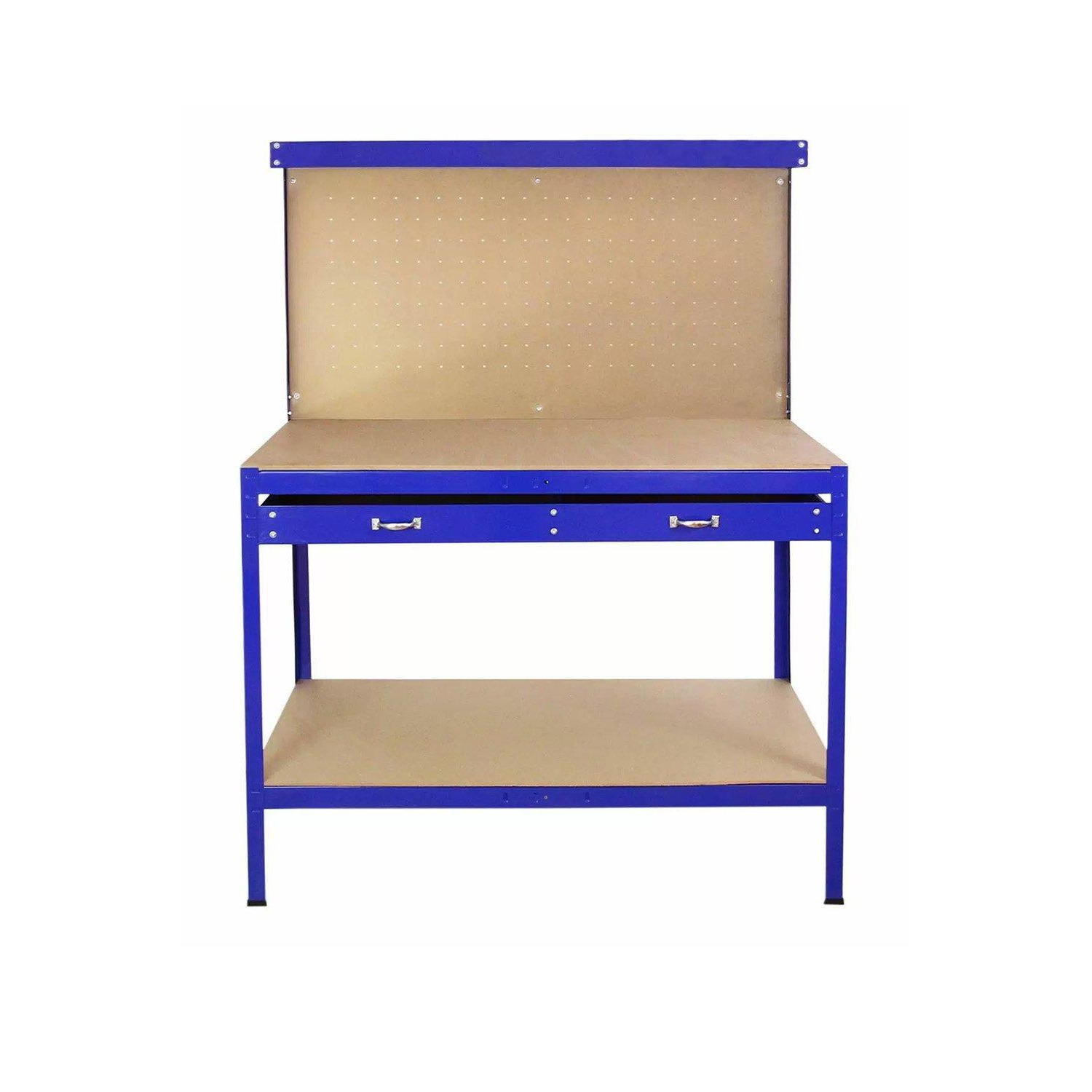 Workbench With Pegboard And Drawer In Blue - image 1