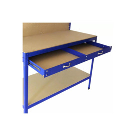 Workbench With Pegboard And Drawer In Blue - thumbnail 3