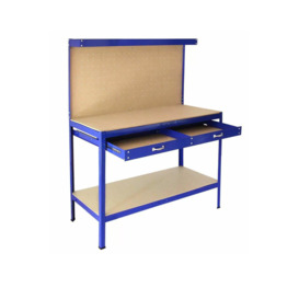 Workbench With Pegboard And Drawer In Blue - thumbnail 2