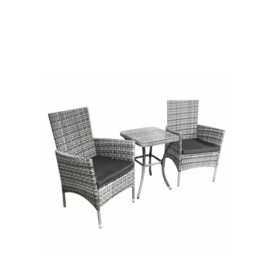 Rattan Bistro Set Light Grey