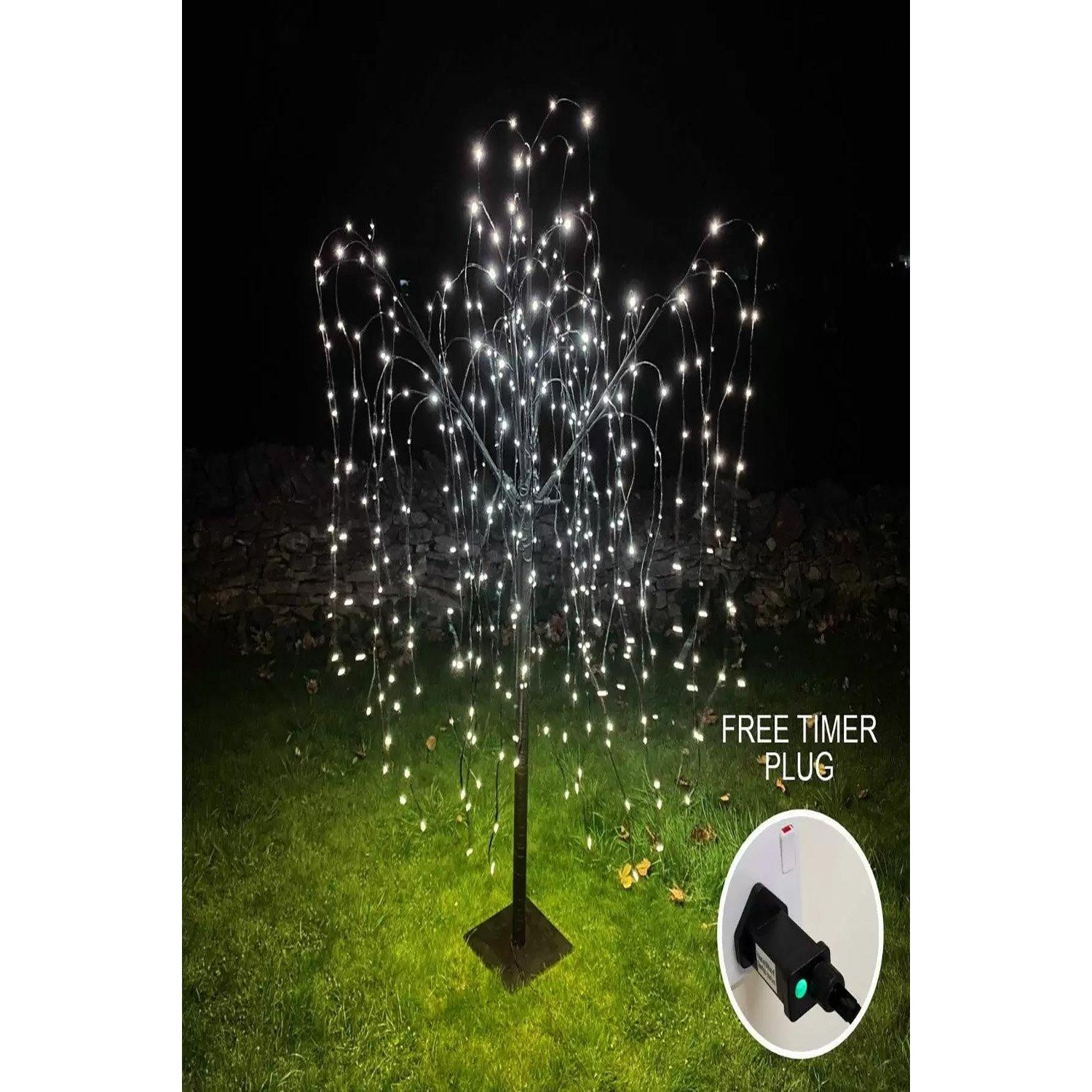 Weeping Willow Tree - 180cm Black 400 Cool White LED - image 1