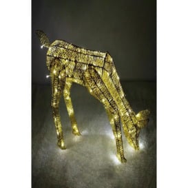 Light Up Reindeer Gold Grazing Doe - 61cm 120 Ice White LED - thumbnail 1