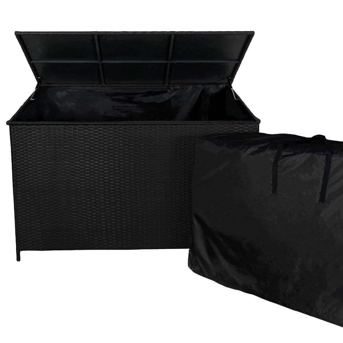 Rattan Garden Storage Black Box & Waterproof Carry Bag Large - Black - image 1