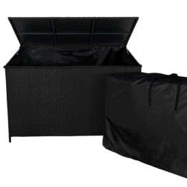 Rattan Garden Storage Black Box & Waterproof Carry Bag Large - Black - thumbnail 1