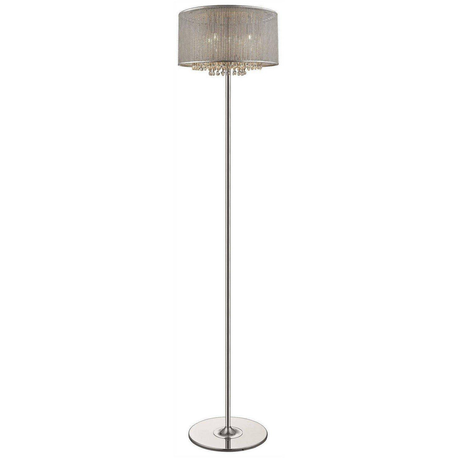 Spring 4 Light Floor Lamp Silver Crystal Glass G9 - image 1