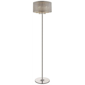 Spring 4 Light Floor Lamp Silver Crystal Glass G9