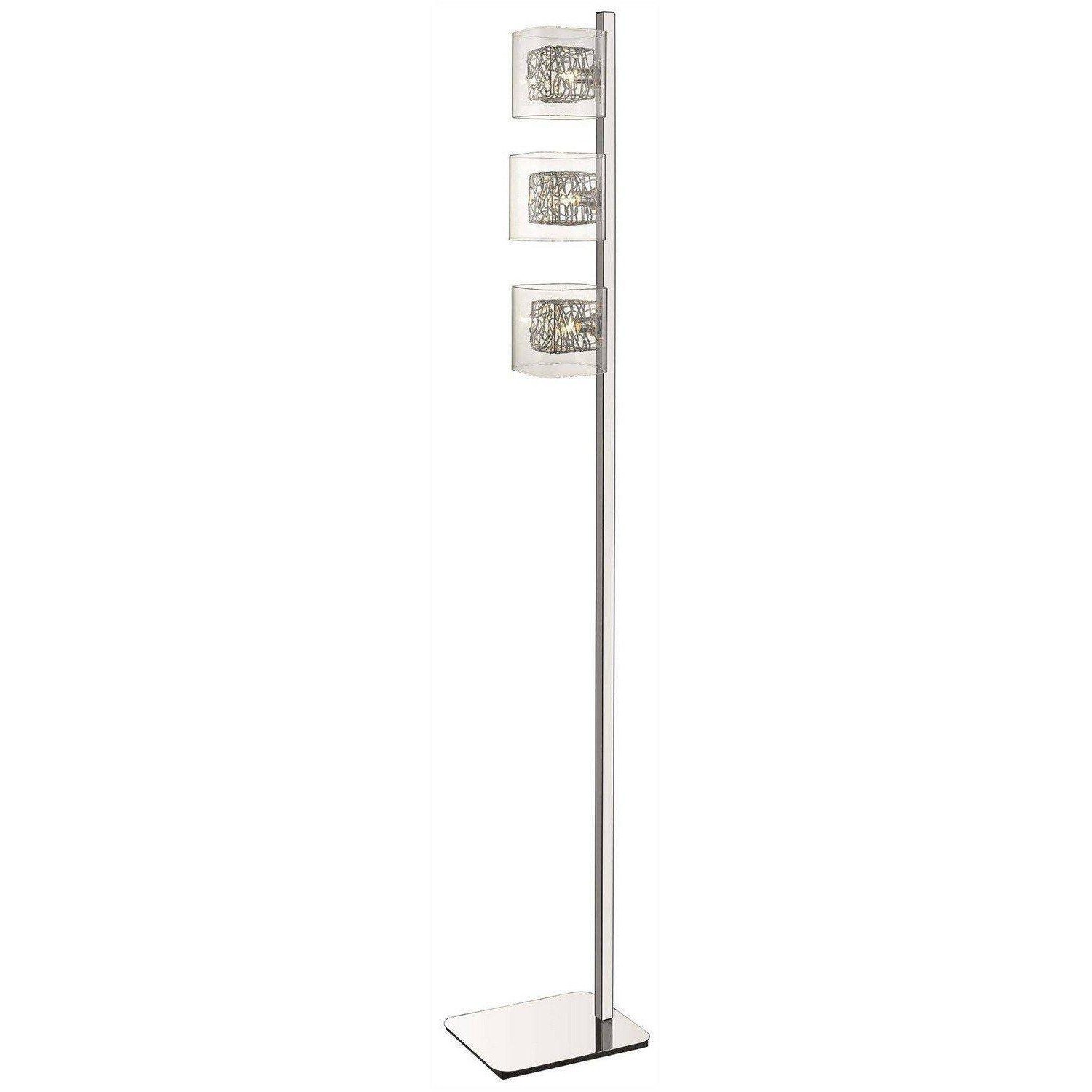 Spring 3 Light Floor Lamp Mesh Chrome Clear and Glass G9 - image 1