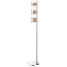 Spring 3 Light Floor Lamp Mesh Chrome Copper and Glass G9