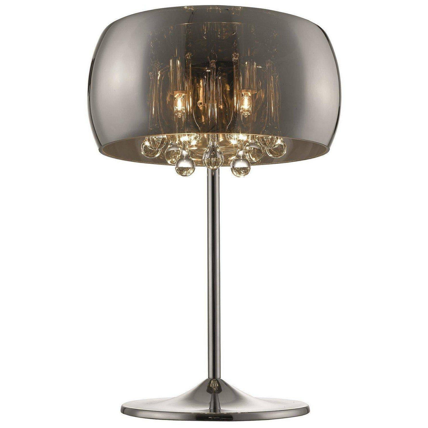 Spring 3 Light Table Lamp Chrome Copper Crystal with Smoked Glass Shade G9 - image 1