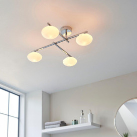 'ORISTANO' Dimmable 4 Light Glass Semi Flush Bathroom Ceiling Lamp - thumbnail 2