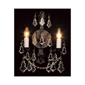 Montmartre 2 Light Lead Crystal Antique Bronze Candle Wall Lamp