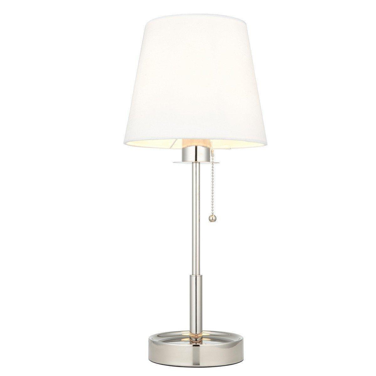 Florence Base & Shade Table Lamp Bright Nickel Plate Vintage White Fabric - image 1