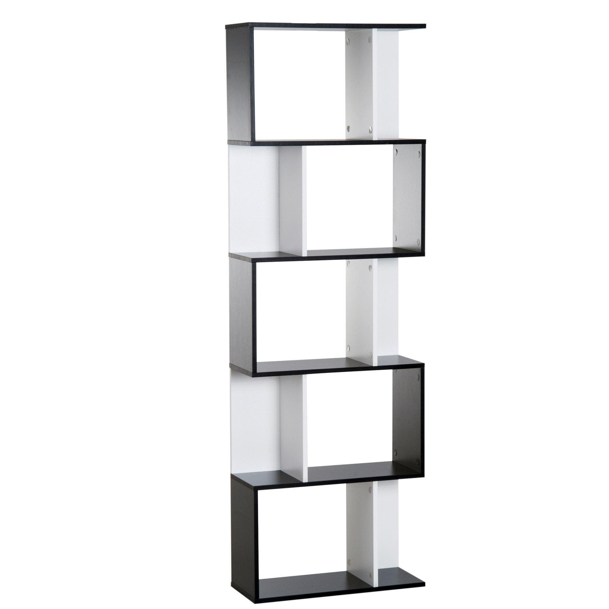 5 tier Bookcase Storage Display Shelving S Shape design Unit Divider - image 1