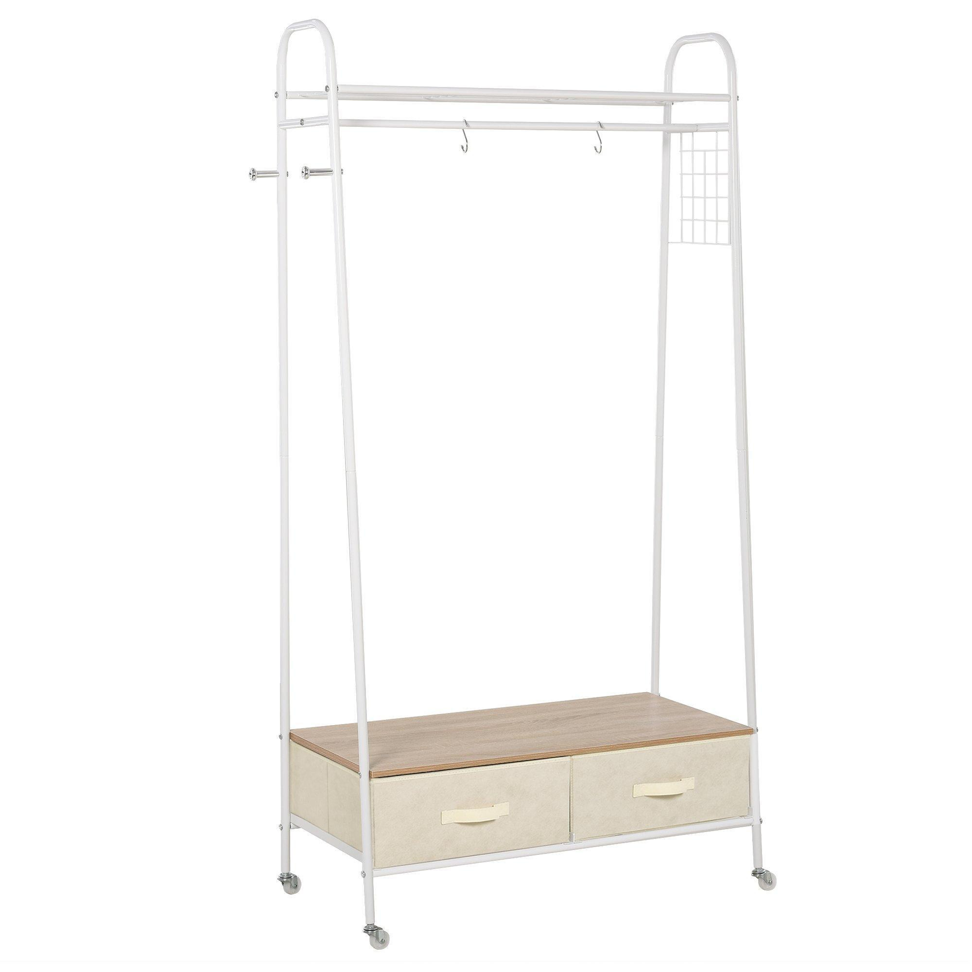 Rolling Coat Rack Clothes Stand Garment Storage Shelf with 2 Drawers - image 1