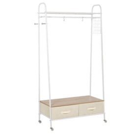 Rolling Coat Rack Clothes Stand Garment Storage Shelf with 2 Drawers - thumbnail 2
