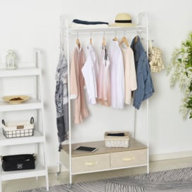 Rolling Coat Rack Clothes Stand Garment Storage Shelf with 2 Drawers - thumbnail 3