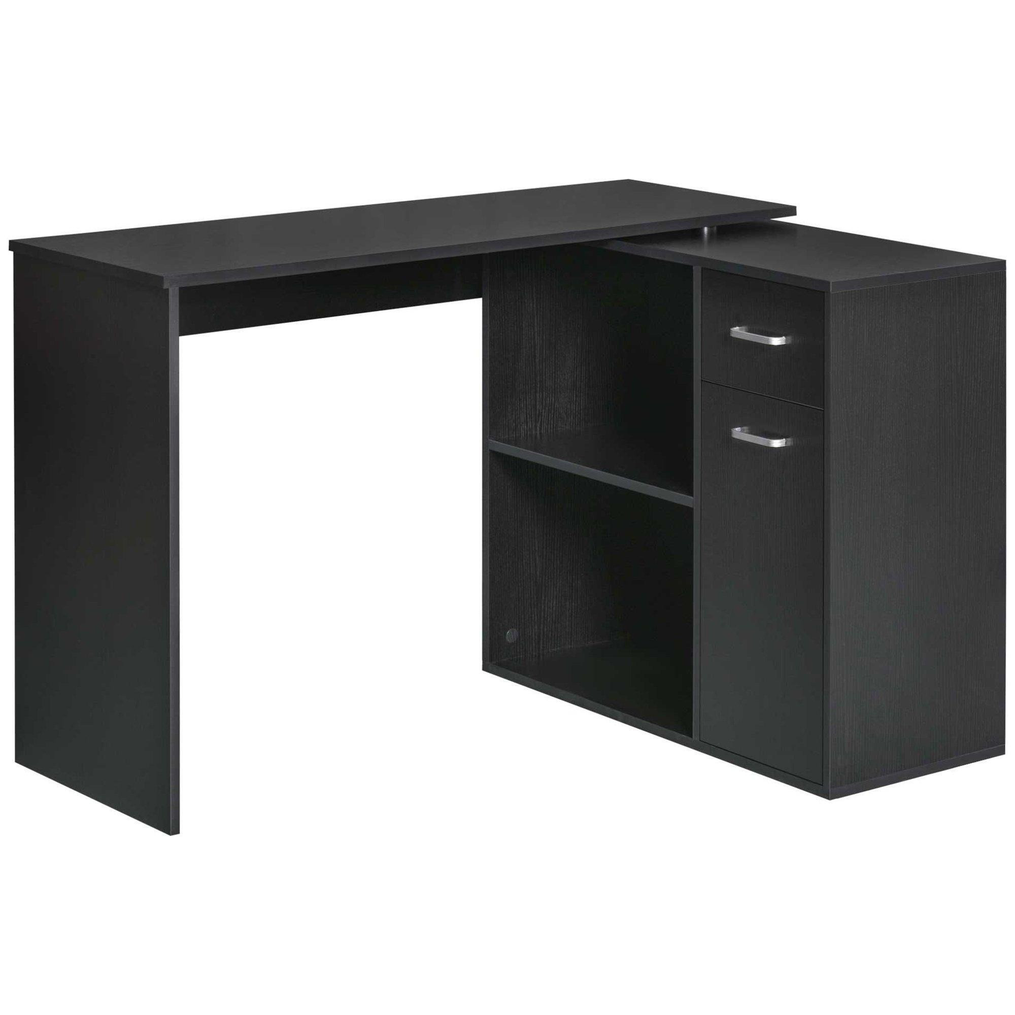L-Shaped Computer Desk Dining Table with Storage Shelf and Drawer - image 1