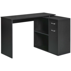 L-Shaped Computer Desk Dining Table with Storage Shelf and Drawer - thumbnail 1