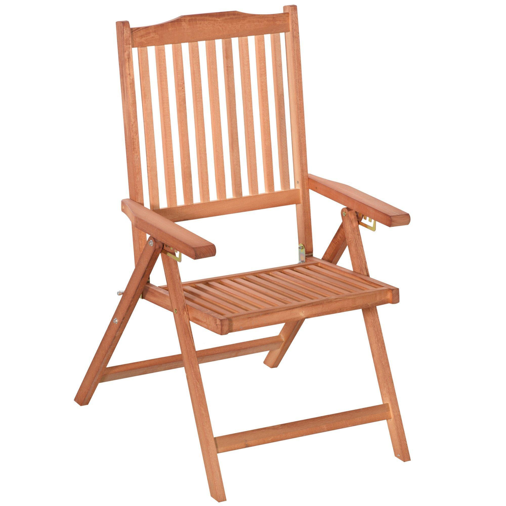 5-Position Acacia Wood Chair Folding Recliner Dining Seat Garden - image 1