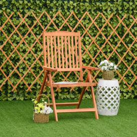 5-Position Acacia Wood Chair Folding Recliner Dining Seat Garden - thumbnail 2