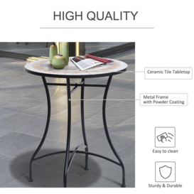 Mosaic Table Round Ceramic Bistro Garden Furniture Side Bar Table - thumbnail 3